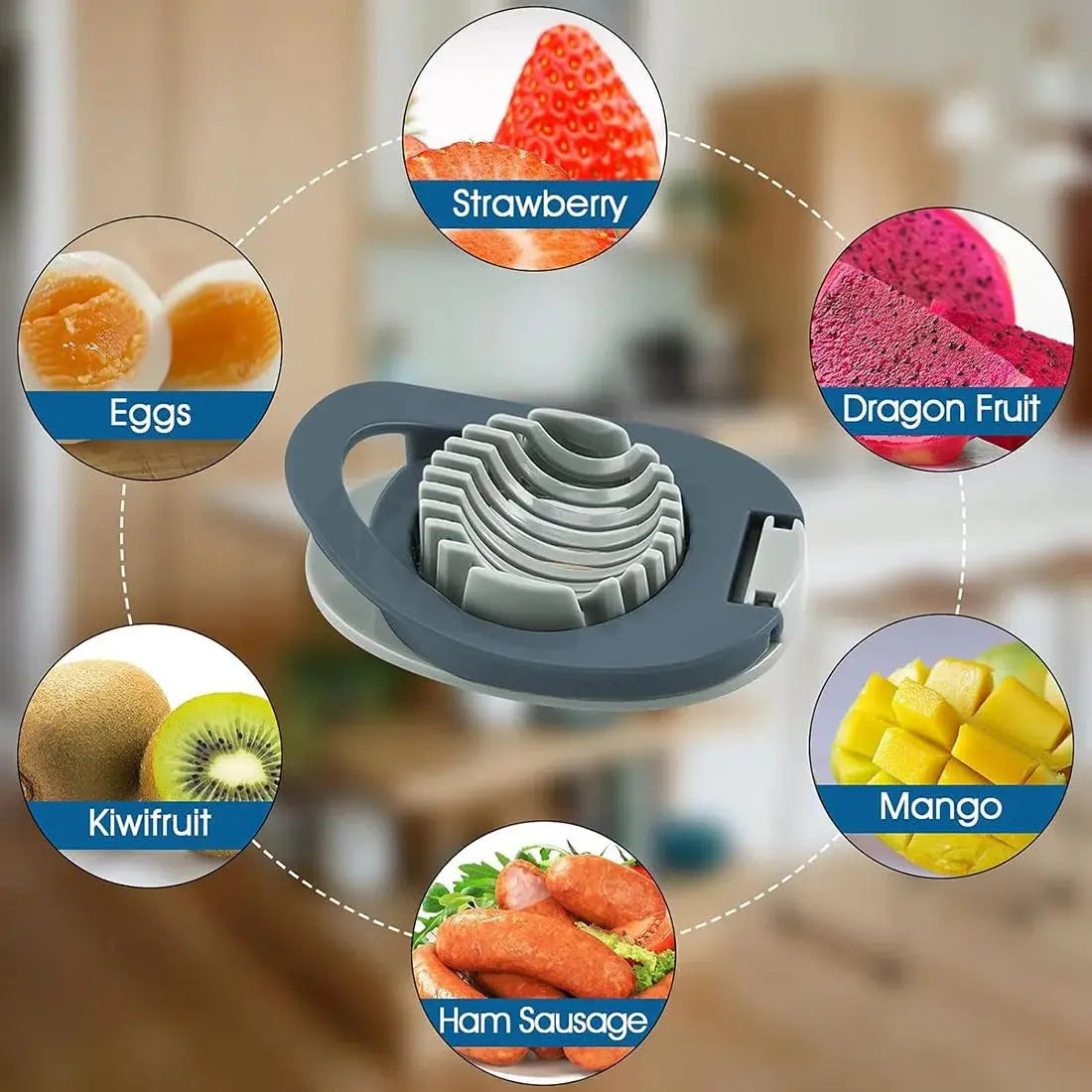Manual Egg Slicer with Stainless Steel Wires -Blue Scrollcart Qatar 