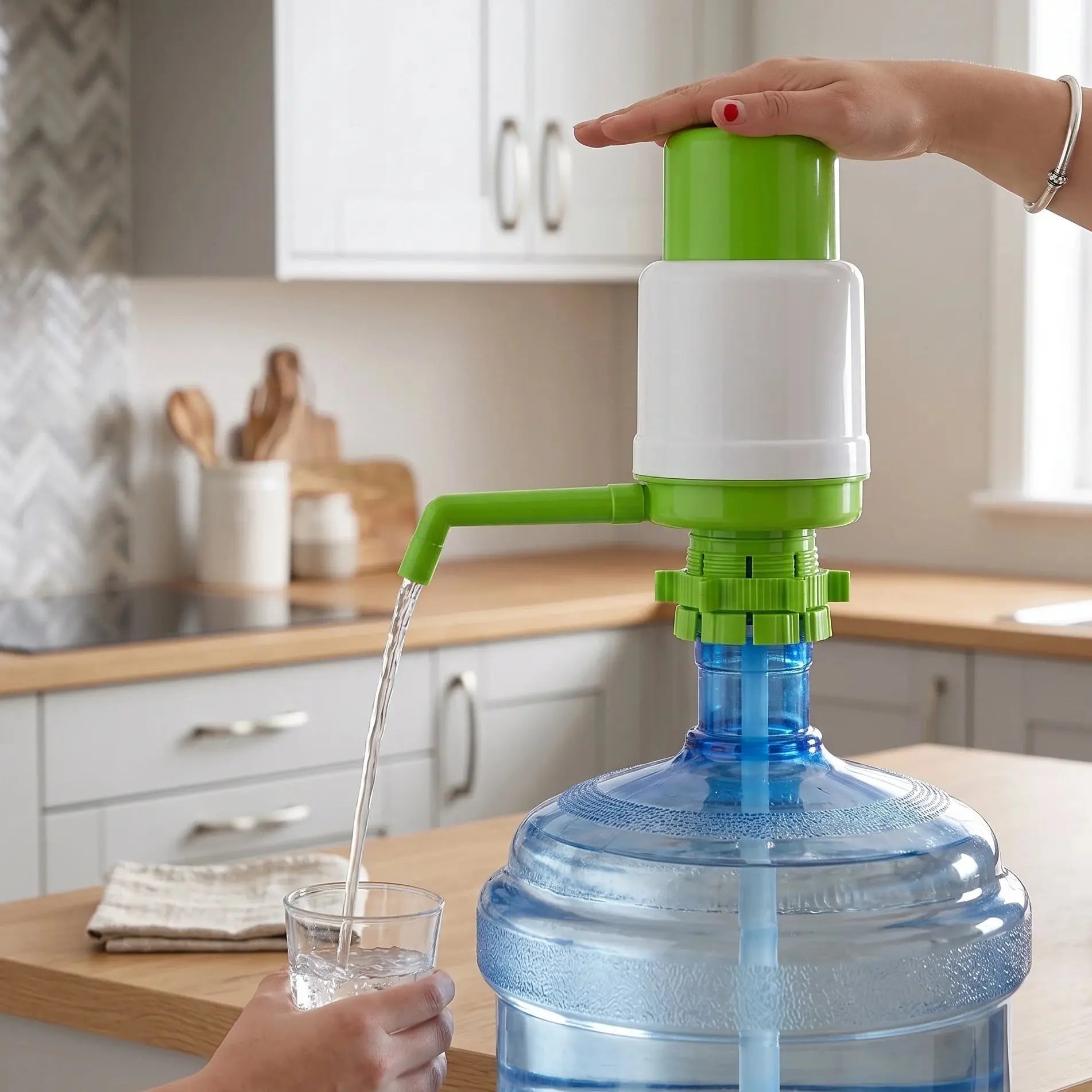 Manual Hand-Press Water Dispenser Pump Scrollcart Qatar 