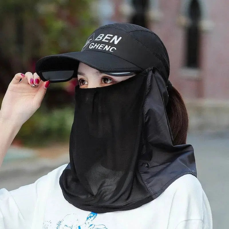 Sunshade Breathable Visor Cap with Face Mask - Scrollcart Qatar