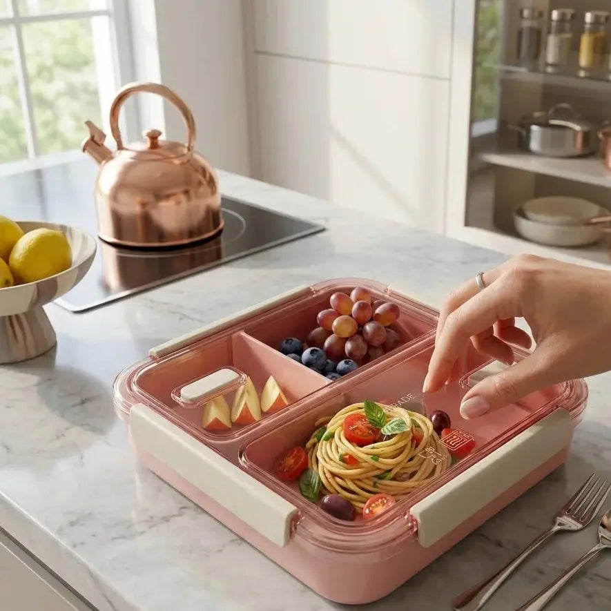 Megoes 950ml Bento Lunch Box – 3-Compartment Leak-Proof Food Container Scrollcart Qatar 