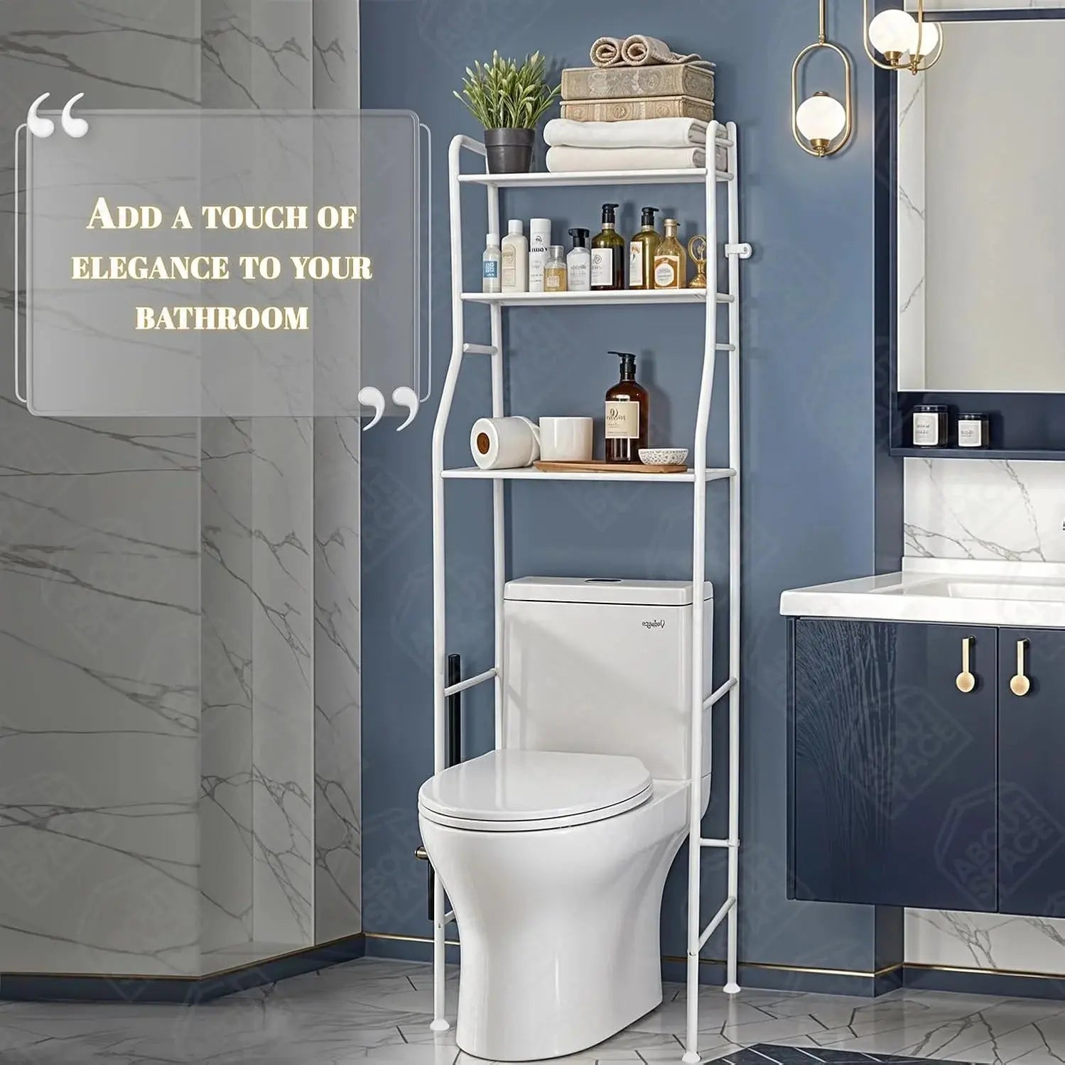 Metallic Over The Toilet Rack – 3 Layer Space Saving Storage Qstar 