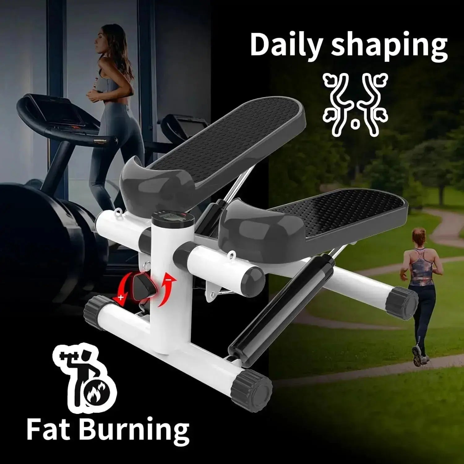 Mini Exercise Stepper - Portable Foot Pedal Fitness Machine with LCD & Resistance Bands Scrollcart Qatar 