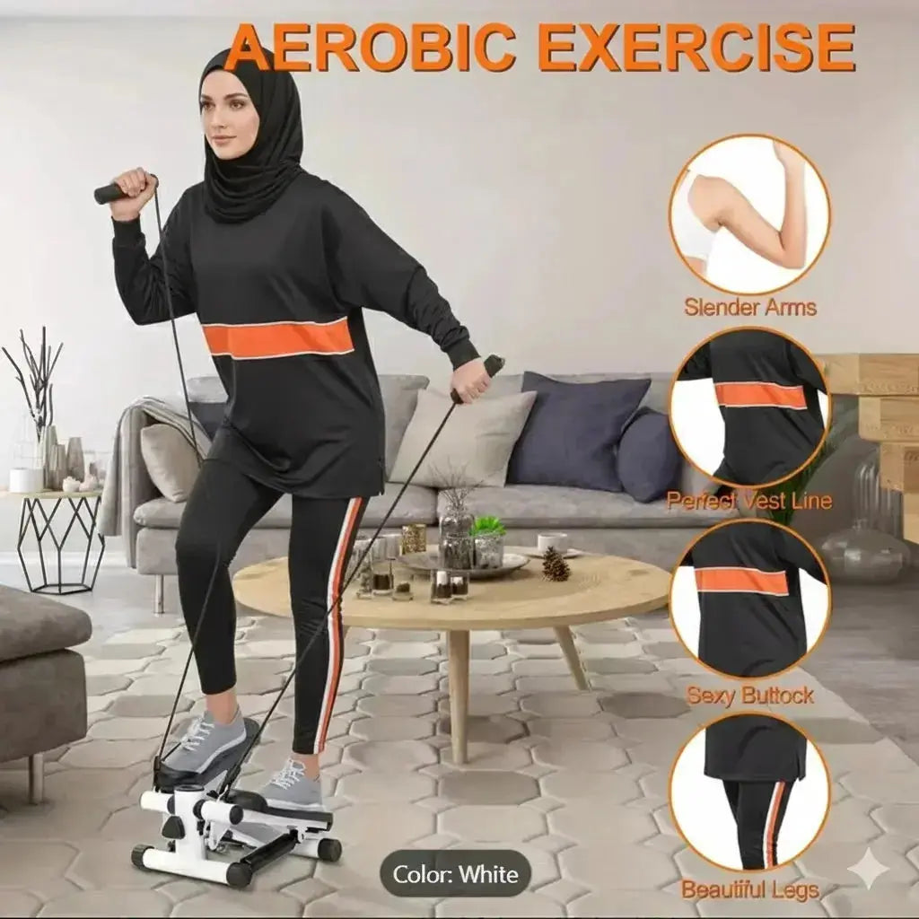Mini Exercise Stepper - Portable Foot Pedal Fitness Machine with LCD & Resistance Bands Scrollcart Qatar 