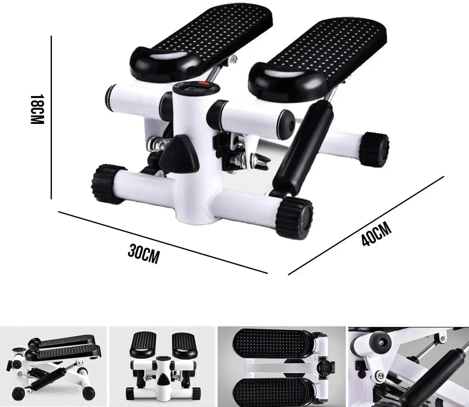 Mini Exercise Stepper - Portable Foot Pedal Fitness Machine with LCD & Resistance Bands
