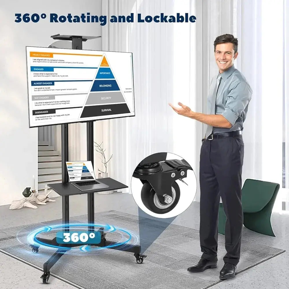 Mobile TV Stand - Rolling Height Adjustable Cart 32-65 Inch Scrollcart Qatar 
