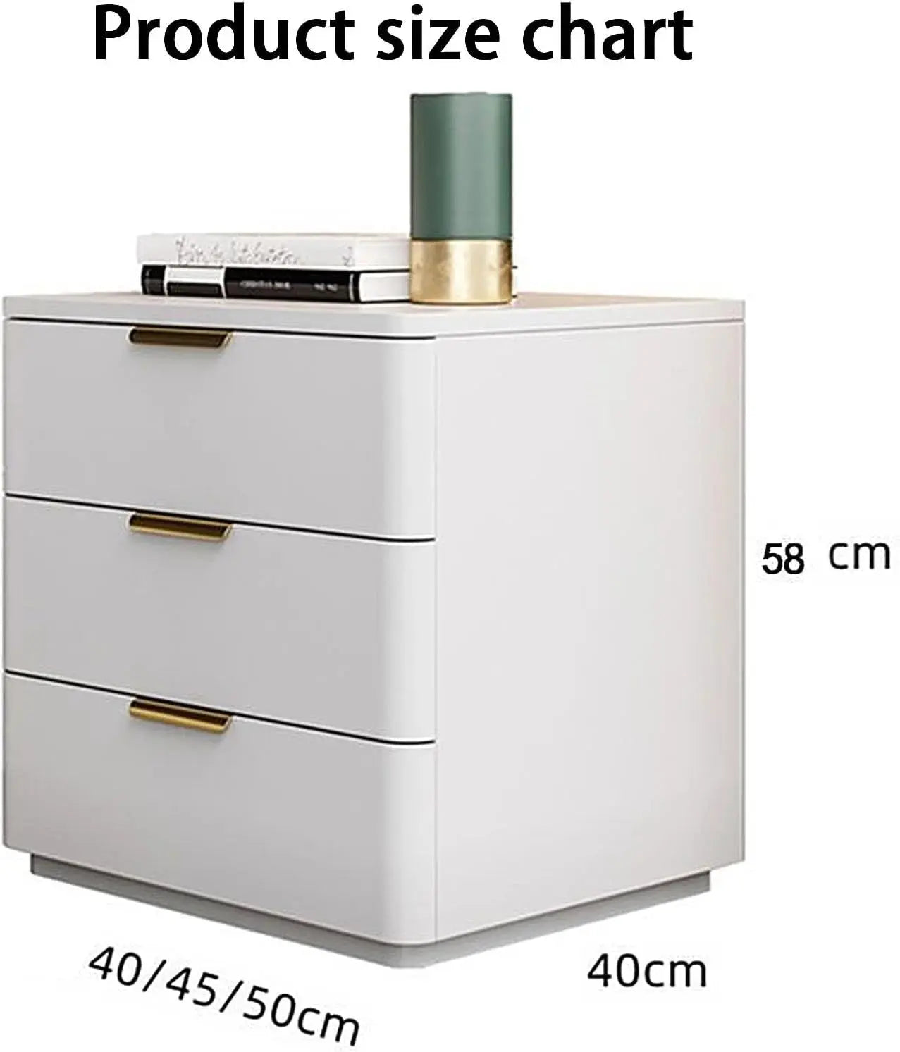 Modern 3 Drawer Bedside Table with Stone Top – Solid Wooden Nightstand Cabinet Scrollcart Qatar 