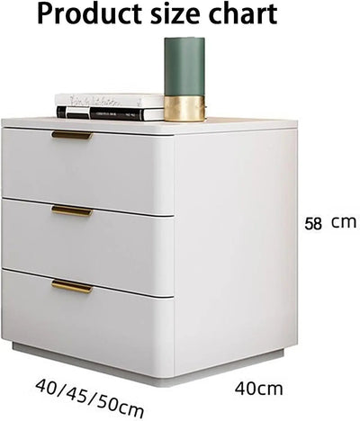 Modern 3 Drawer Bedside Table with Stone Top – Solid Wooden Nightstand Cabinet Scrollcart Qatar 