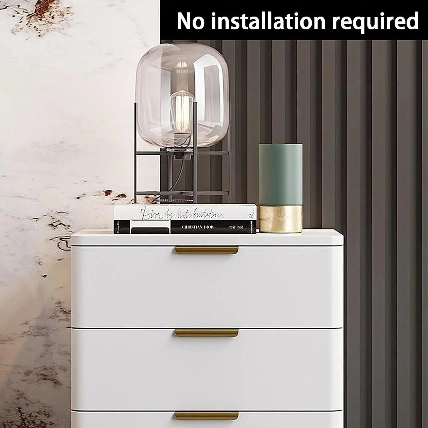 Modern 3 Drawer Bedside Table with Stone Top – Solid Wooden Nightstand Cabinet Scrollcart Qatar 