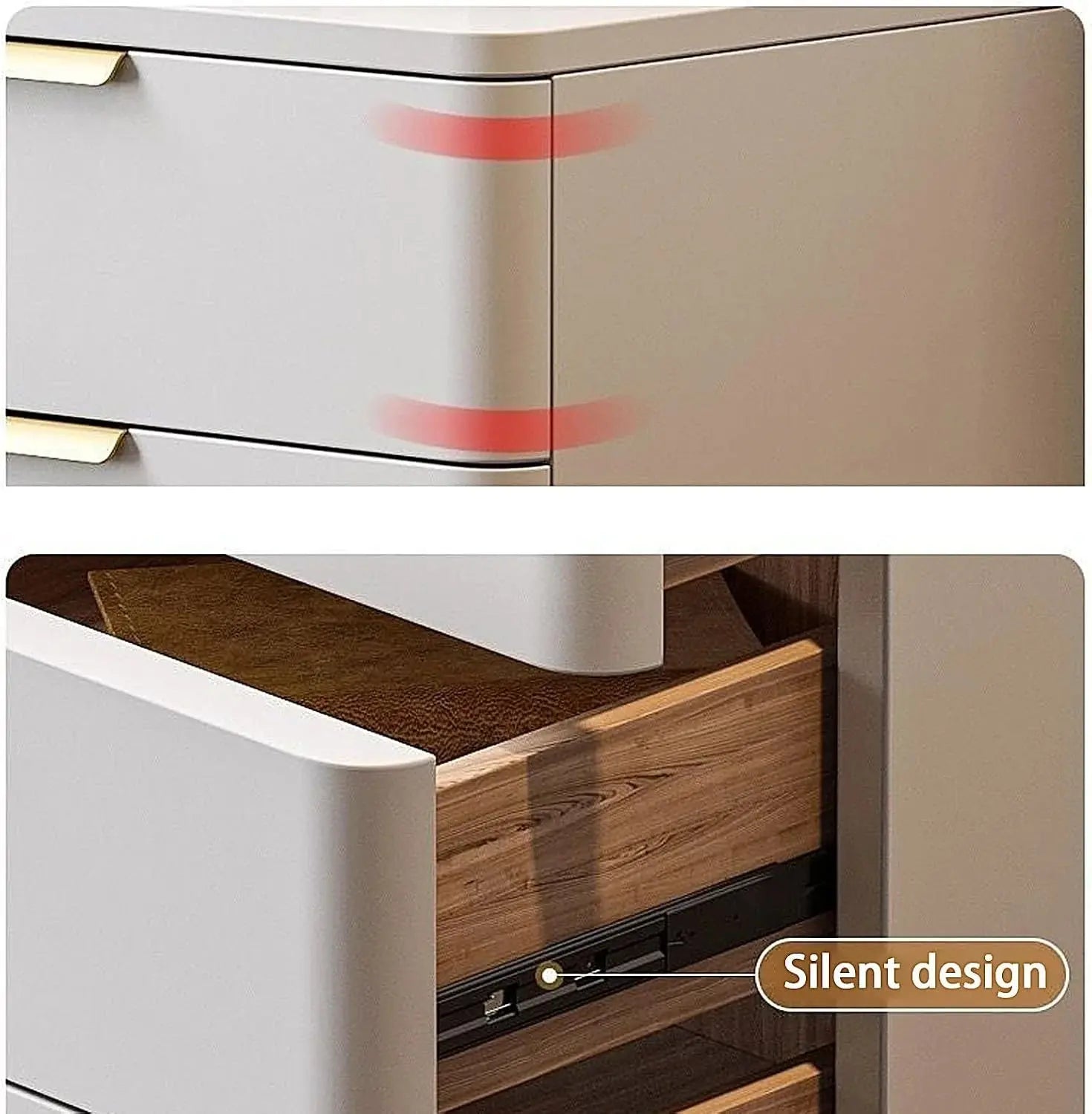 Modern 3 Drawer Bedside Table with Stone Top – Solid Wooden Nightstand Cabinet Scrollcart Qatar 
