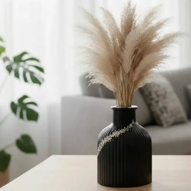 Modern Black Ceramic Vase Set with Decorative Vases Qatar