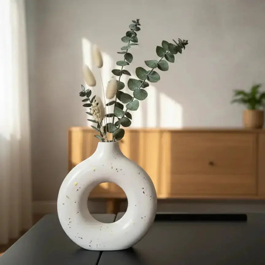 Modern Donut Shape Ceramic Decorative Vase Set Price Qatar