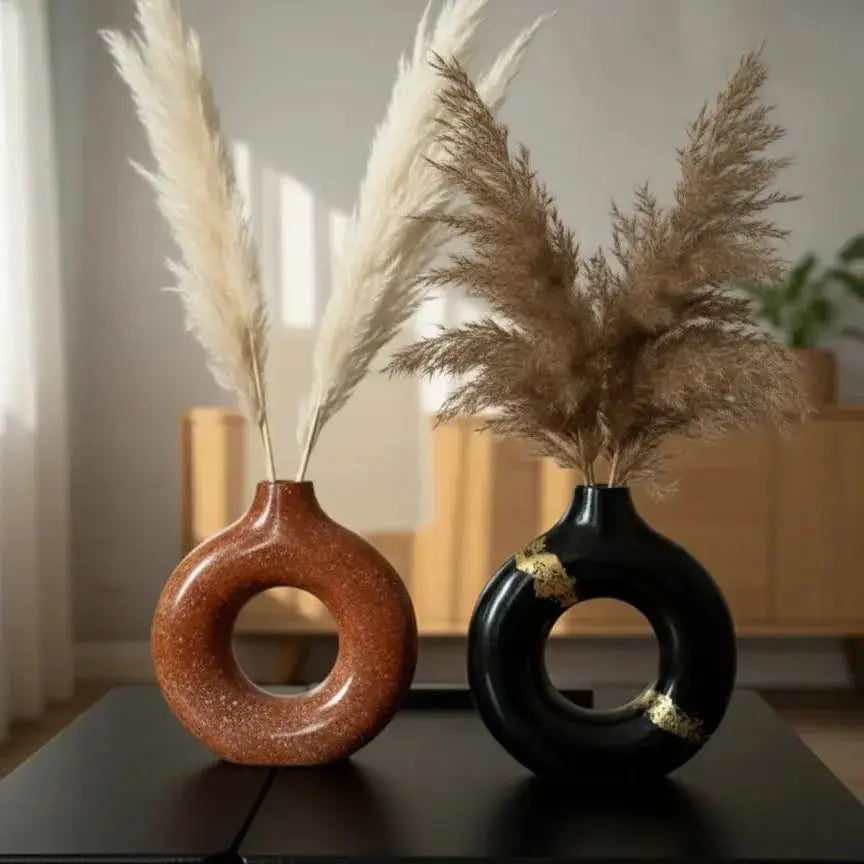 Modern Donut Shape Ceramic Decorative Vase Set Price Qatar
