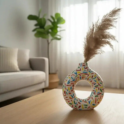 Modern Donut Shape Ceramic Decorative Vase Set Price Qatar