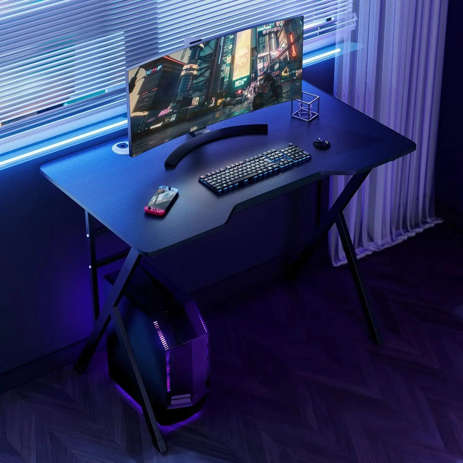 Modern  K-Shape Carbon Fiber Gaming Desk Doha Qatar