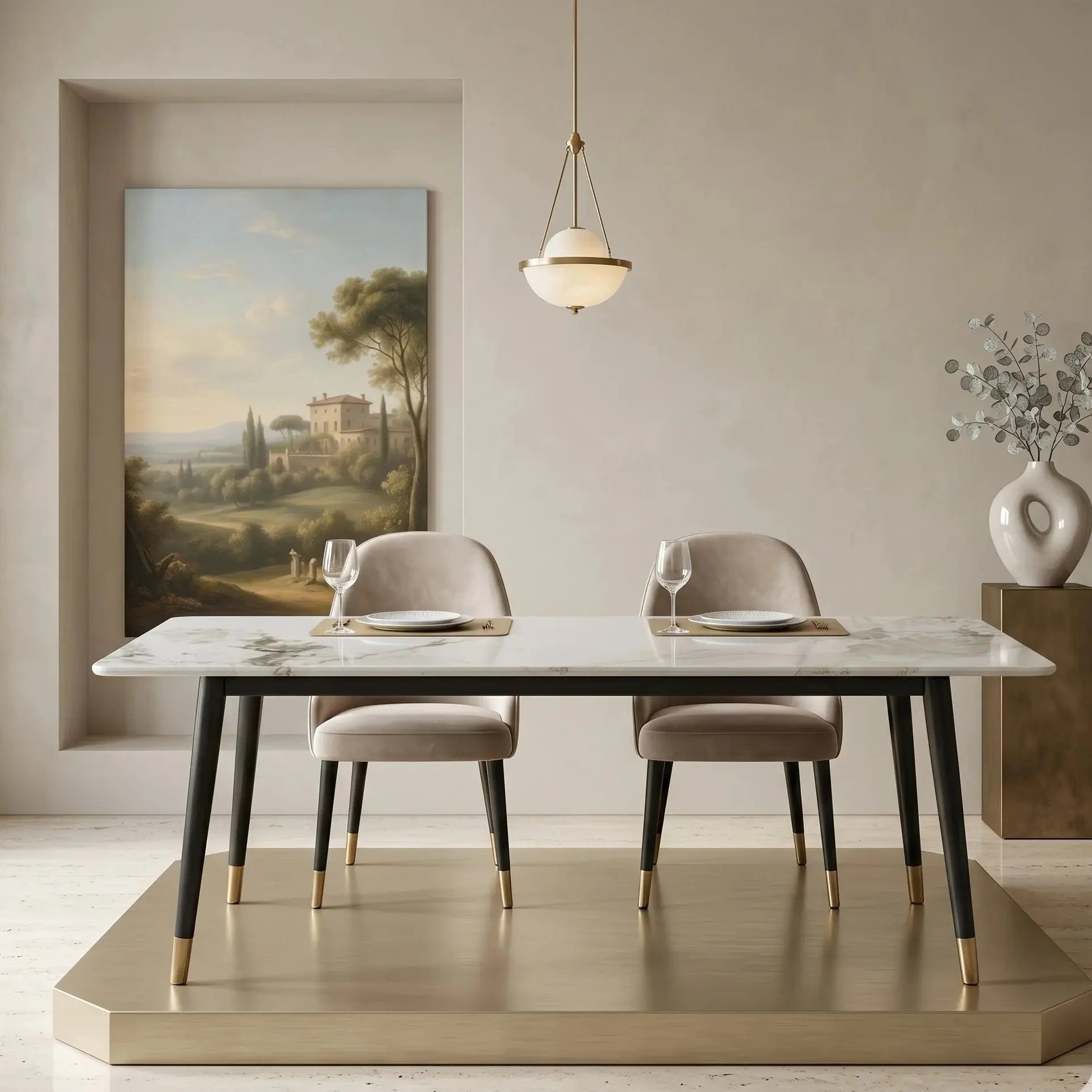 Modern Marble Stone Rectangular 4-6 Seater Dining Table Scrollcart Qatar 
