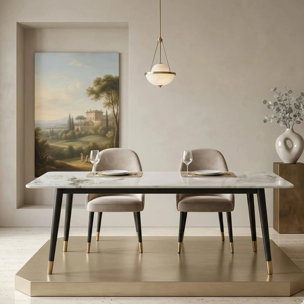 Modern Marble Stone Rectangular 4-6 Seater Dining Table Scrollcart Qatar 
