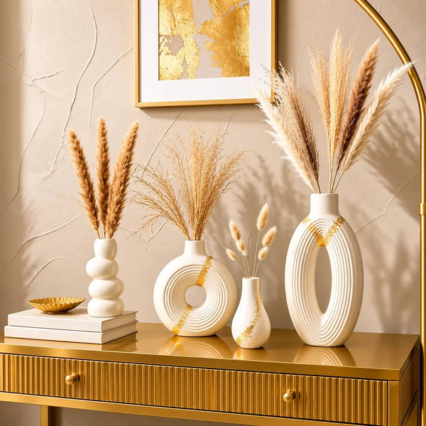 Modern Nordic White Ceramic Vase Set – 4 Piece Scrollcart Qatar 
