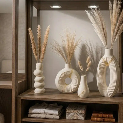 Modern Nordic White Ceramic Vase Set – 4 Piece Scrollcart Qatar 