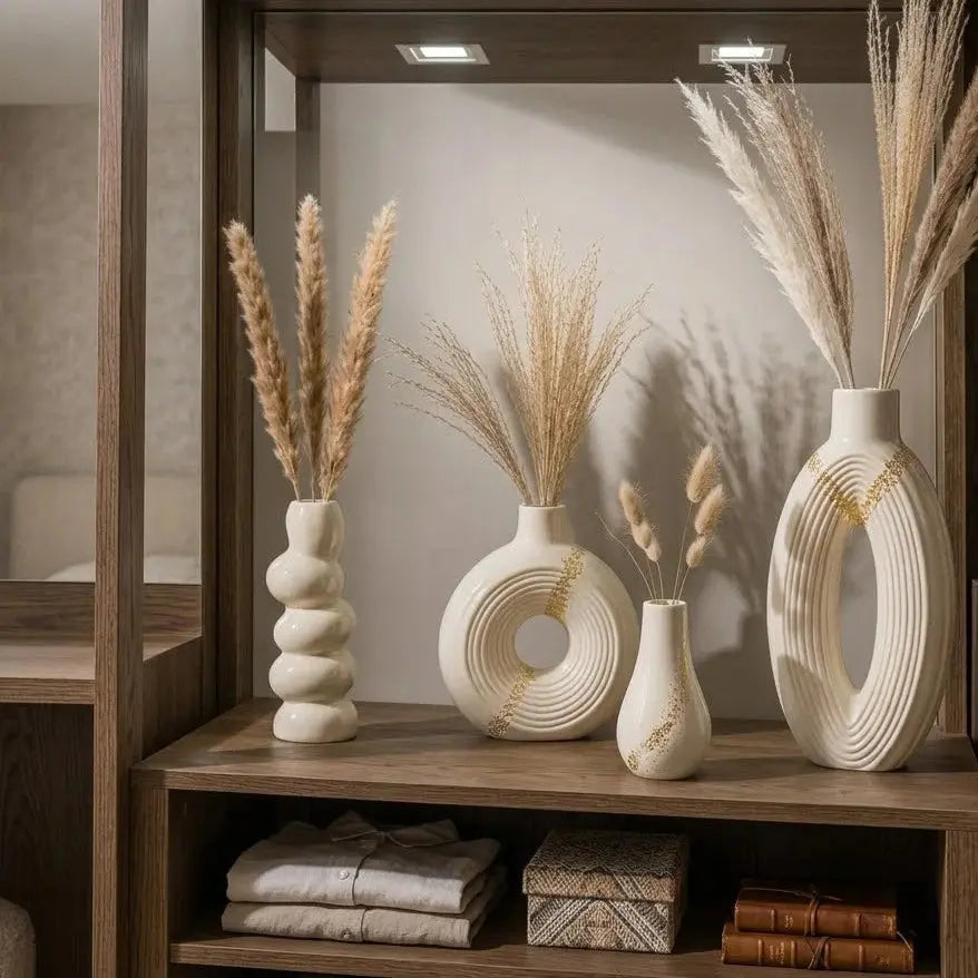 Modern Nordic White Ceramic Vase Set – 4 Piece Scrollcart Qatar 