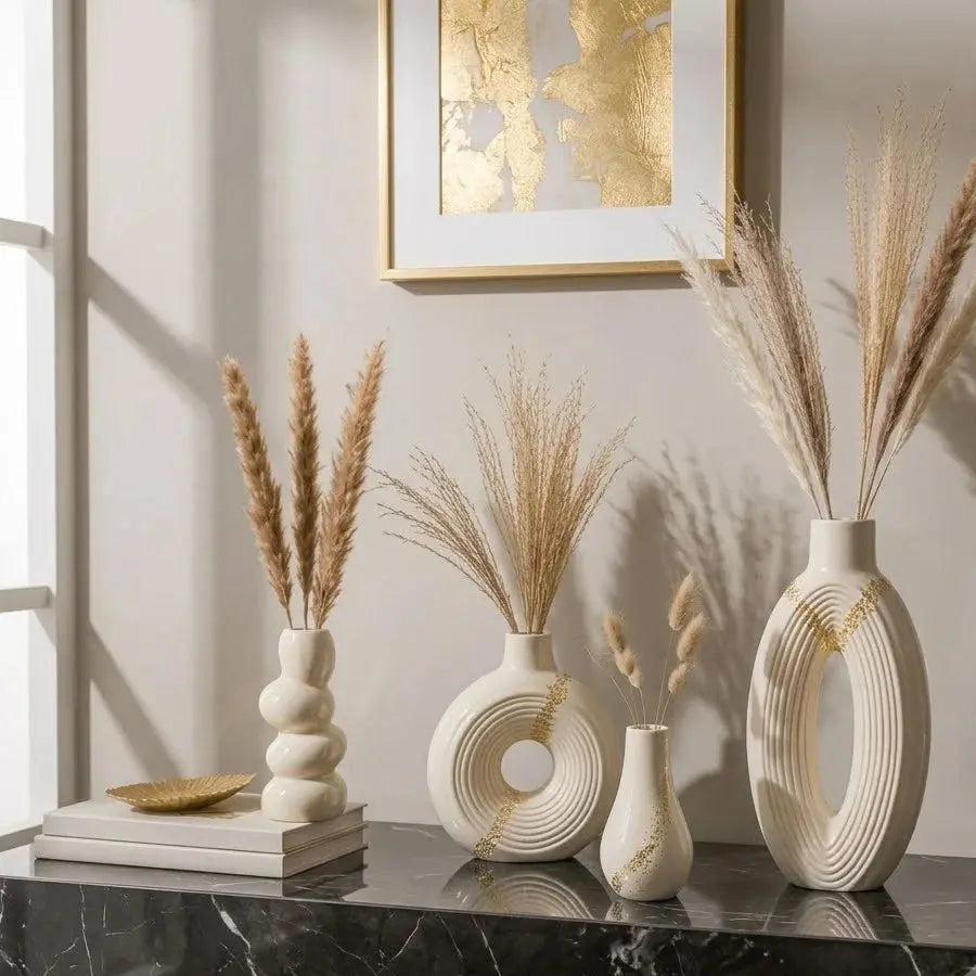 Modern Nordic White Ceramic Vase Set – 4 Piece Scrollcart Qatar 