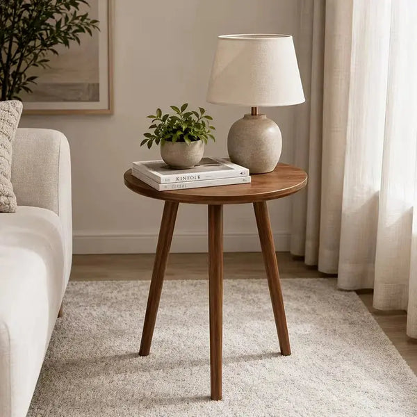 Modern Round Tripod Side Table 40cm – Wooden Sofa Side Table & Bedside Table Scrollcart Qatar 
