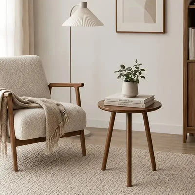 Modern Round Tripod Side Table 40cm – Wooden Sofa Side Table & Bedside Table Scrollcart Qatar 