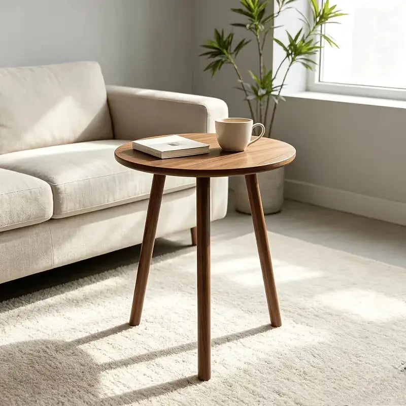Modern Round Tripod Side Table 40cm – Wooden Sofa Side Table & Bedside Table Scrollcart Qatar 