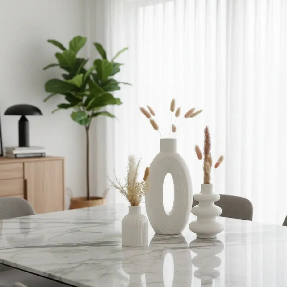Modern White Decor Ceramic Vase Set Price Doha Qatar