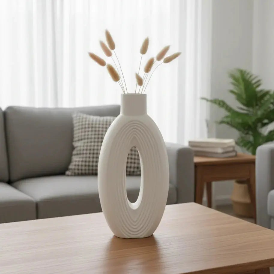 Modern White Decor Ceramic Vase Set Price Doha Qatar