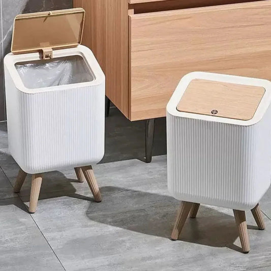 Modern Push Top Trash Can with Lid-Plastic Garbage Bin Scrollcart Qatar 