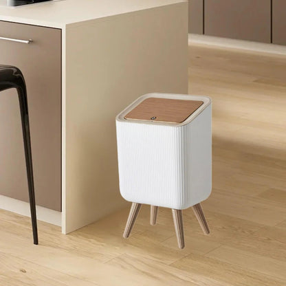 Modern Push Top Trash Can with Lid-Plastic Garbage Bin Scrollcart Qatar 