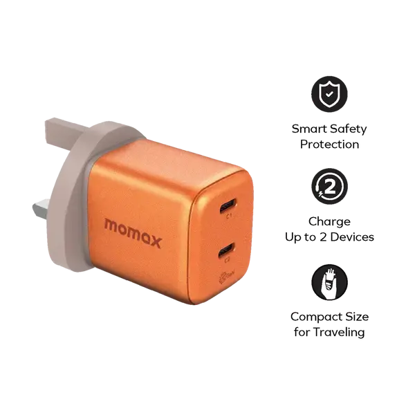 Momax 45W Dual USB-C GaN Charger | Fast PD Charger Qatar