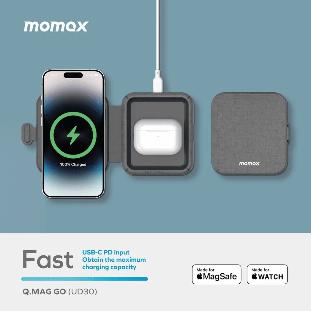 Momax Q.Mag Go 20W 2-in-1 Wireless Charger with MagSafe