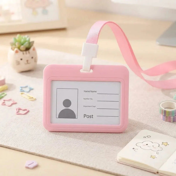 Multi-Color Hard Plastic ID Card Holder with Lanyard – 3-Piece Set Scrollcart Qatar 