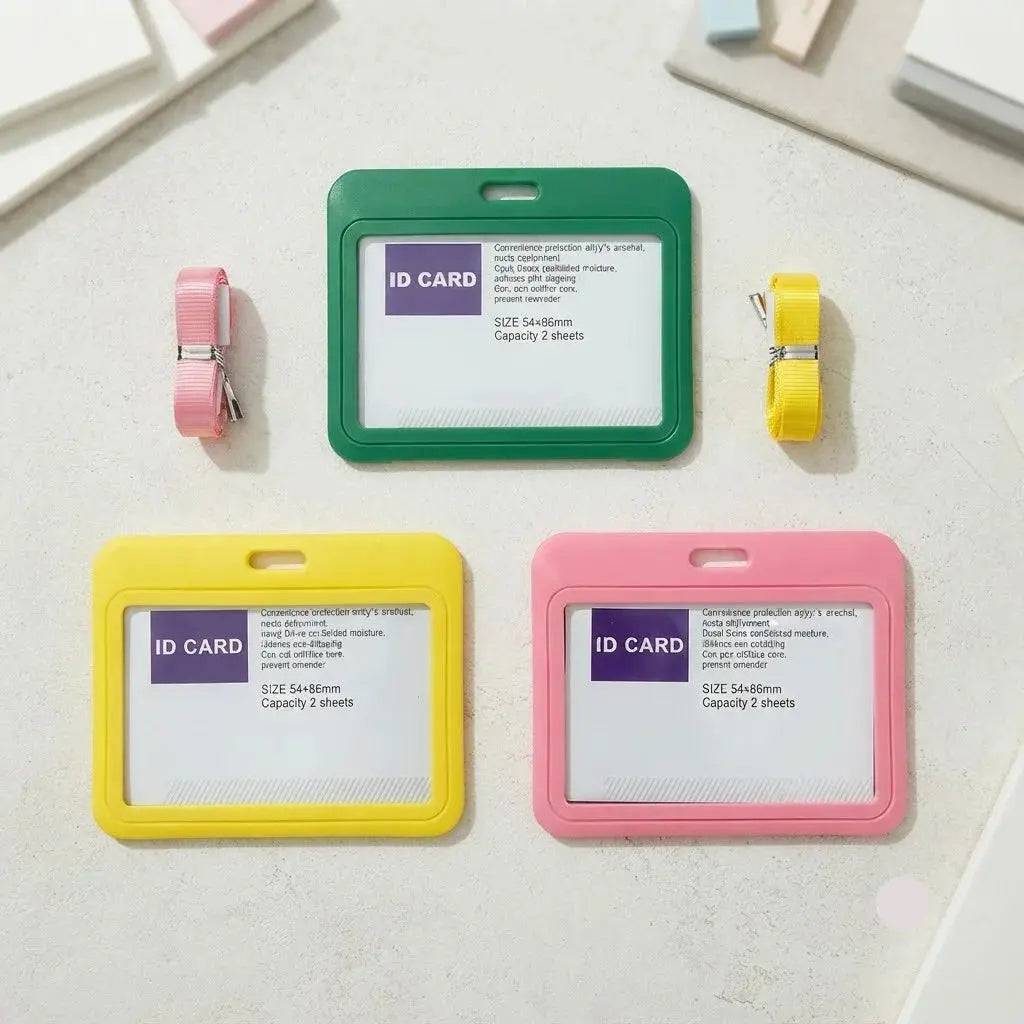 Multi-Color Hard Plastic ID Card Holder with Lanyard – 3-Piece Set Scrollcart Qatar 