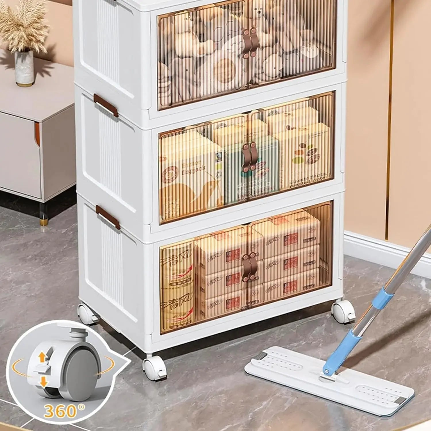 Multi-Layer Portable Storage Cabinet with Movable Wheels - Scrollcart Qatar