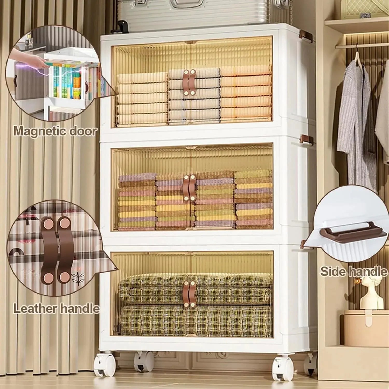 Multi-Layer Portable Storage Cabinet with Movable Wheels - Scrollcart Qatar