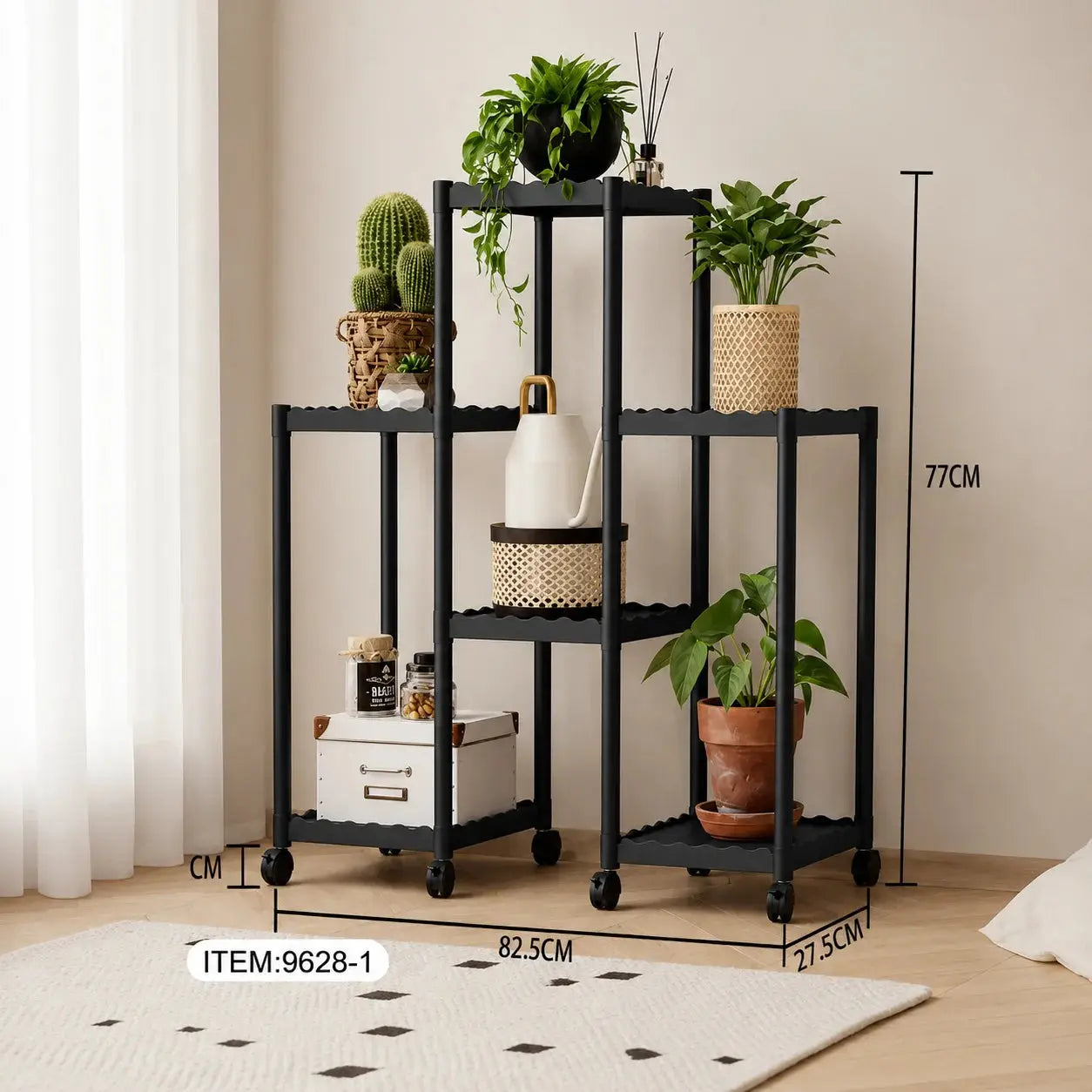 Multi Layer Storage Rack with Wheels - 6 Shelf Plant Stand Scrollcart Qatar 