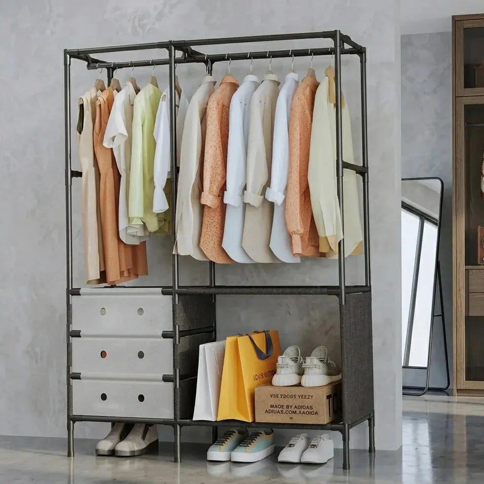 Multifunctional Portable Cloth Rack Wardrobe Organizer Storage Scrollcart Qatar 