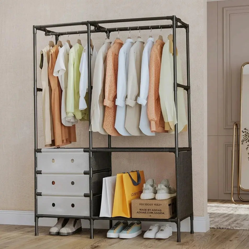 Multifunctional Portable Cloth Rack Wardrobe Organizer Storage Scrollcart Qatar 