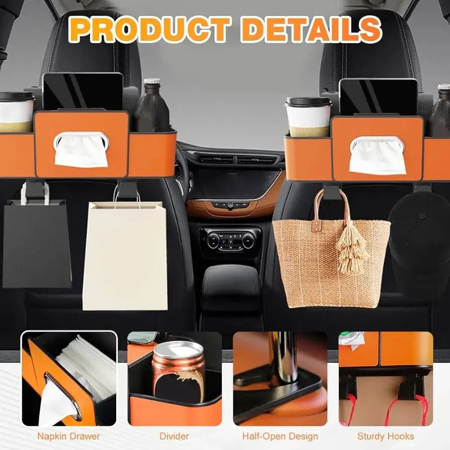 Multifunctional Premium Leather Car Seat Back Organizer Scrollcart Qatar 