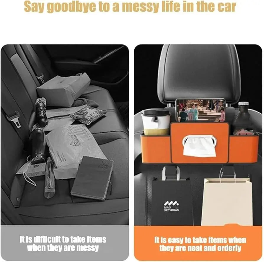 Multifunctional Premium Leather Car Seat Back Organizer Scrollcart Qatar 