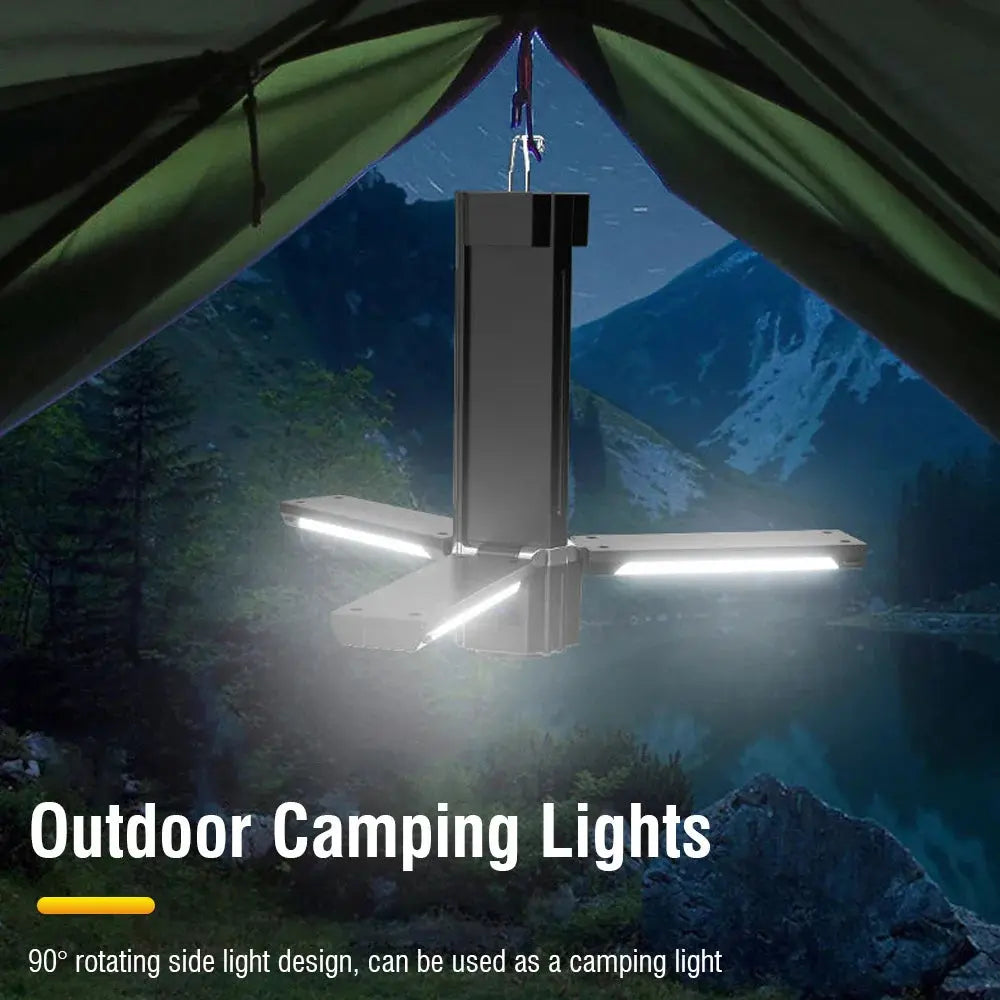 Multifunctional LED Camping Lamp with USB-C Charging, Power Bank, and 90° Rotating Lights in Qatar