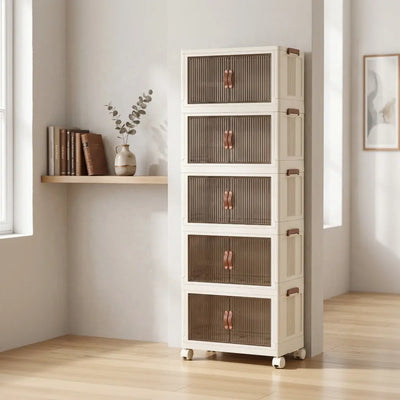 Multipurpose 5 Layer Plastic Storage Drawer Cabinet Foldable with Wheels Scrollcart Qatar 