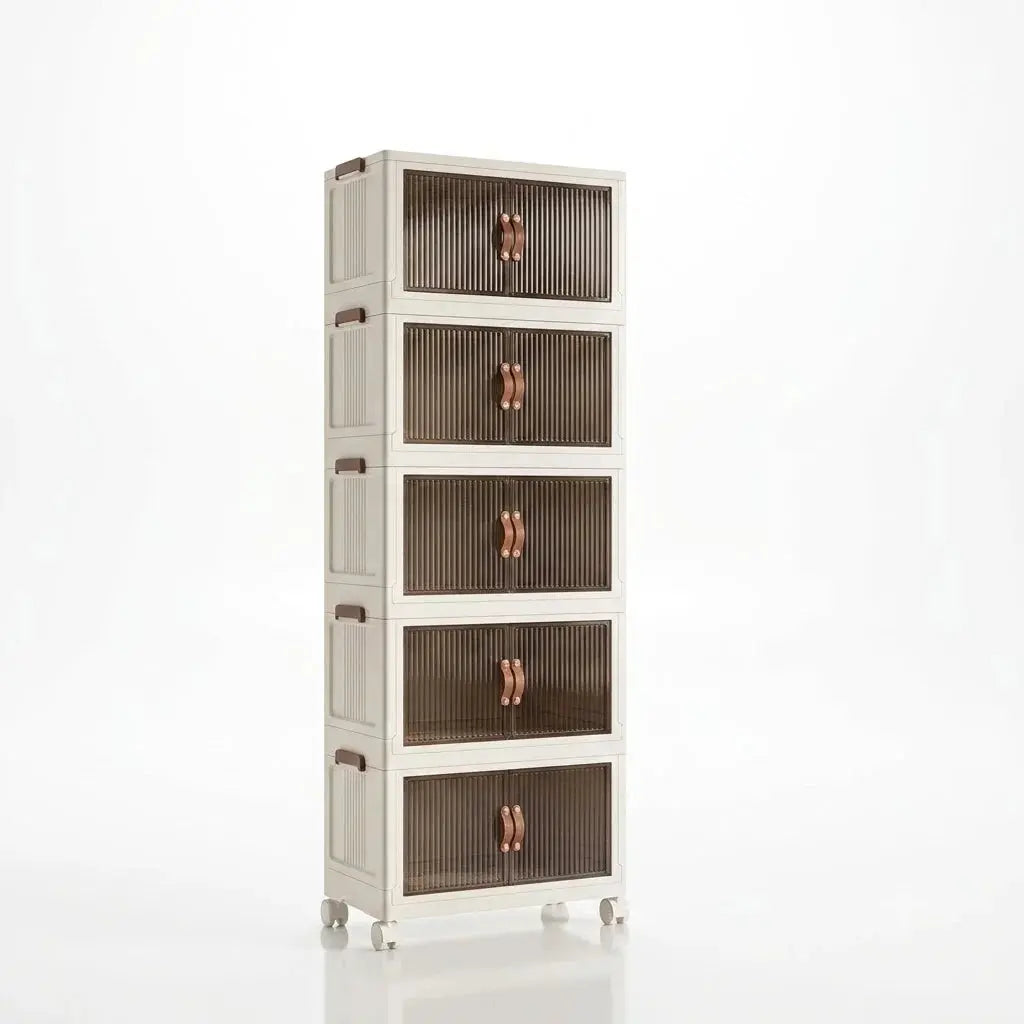 Multipurpose 5 Layer Plastic Storage Drawer Cabinet Foldable with Wheels Scrollcart Qatar 