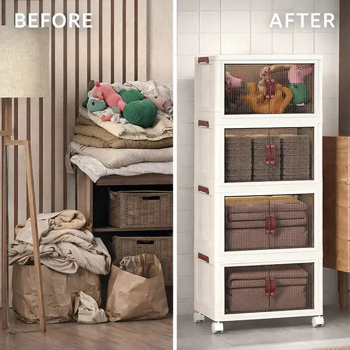 Multipurpose Plastic Storage Drawer Cabinet Foldable with Wheels Scrollcart Qatar 