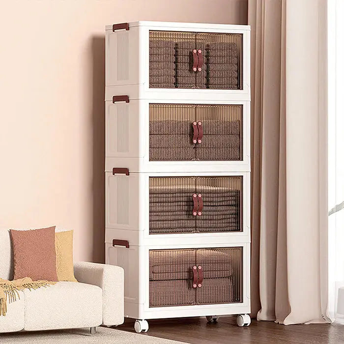 Multipurpose Plastic Storage Drawer Cabinet Foldable with Wheels Scrollcart Qatar 