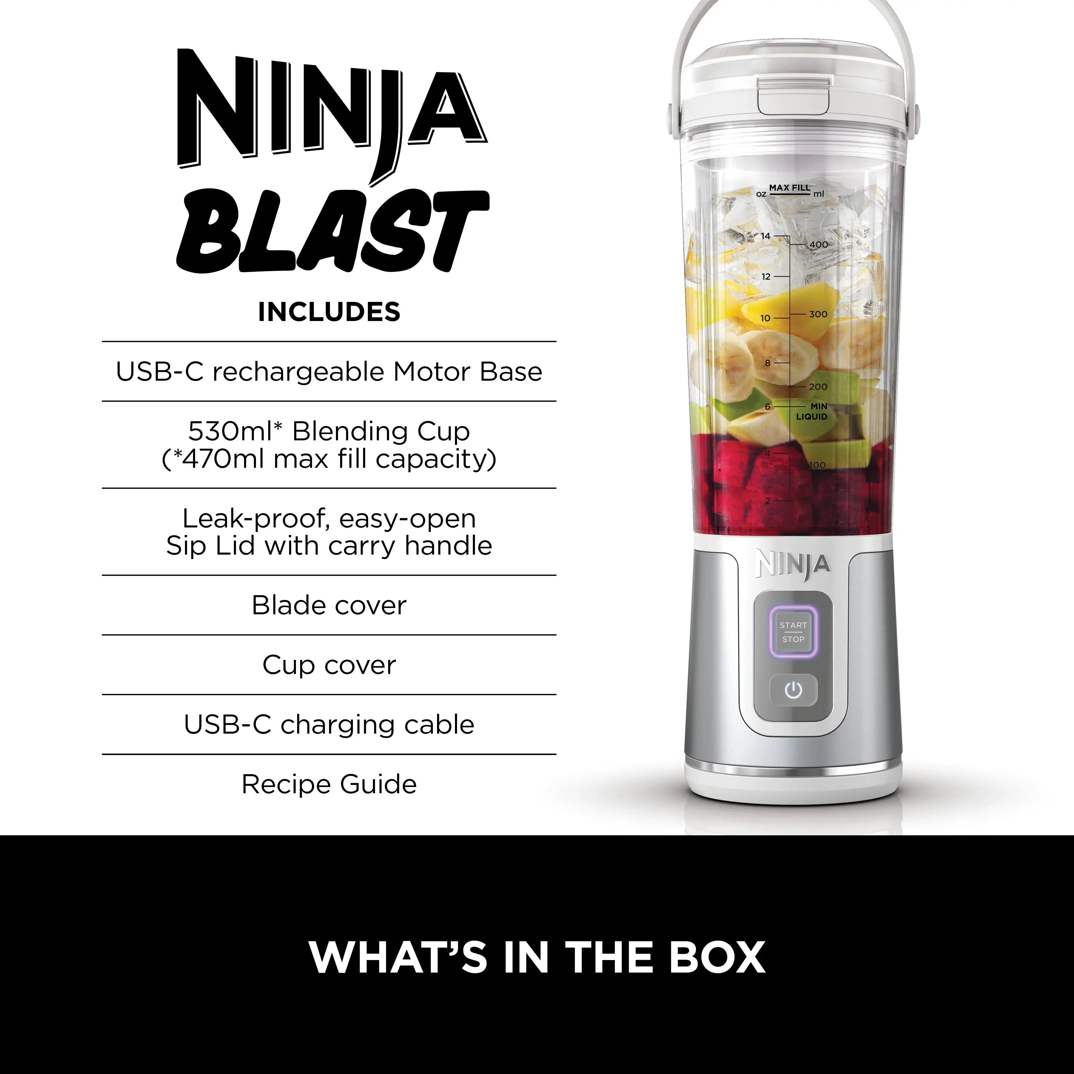 Ninja Blast Portable Cordless Personal Blender -White Scrollcart Qatar 