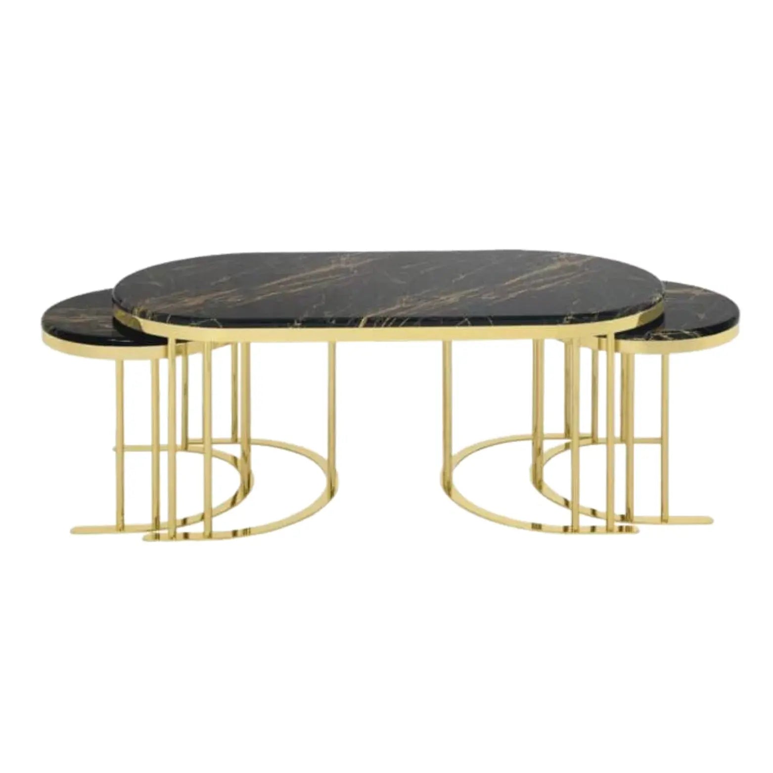 OVAL 2+1 Oval Coffee Table - BLACK AND GOLD