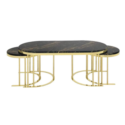 OVAL 2+1 Oval Coffee Table - BLACK AND GOLD